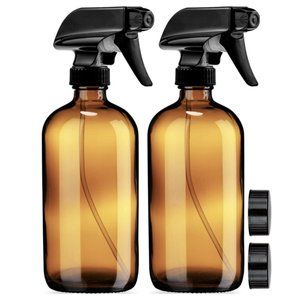 Amber Glass Spray Bottles Multi-Use Empty Refillable Mist Sprayers Home/Work 2PK